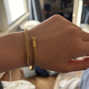 Gold Cable-Style Open Cuff Bracelet